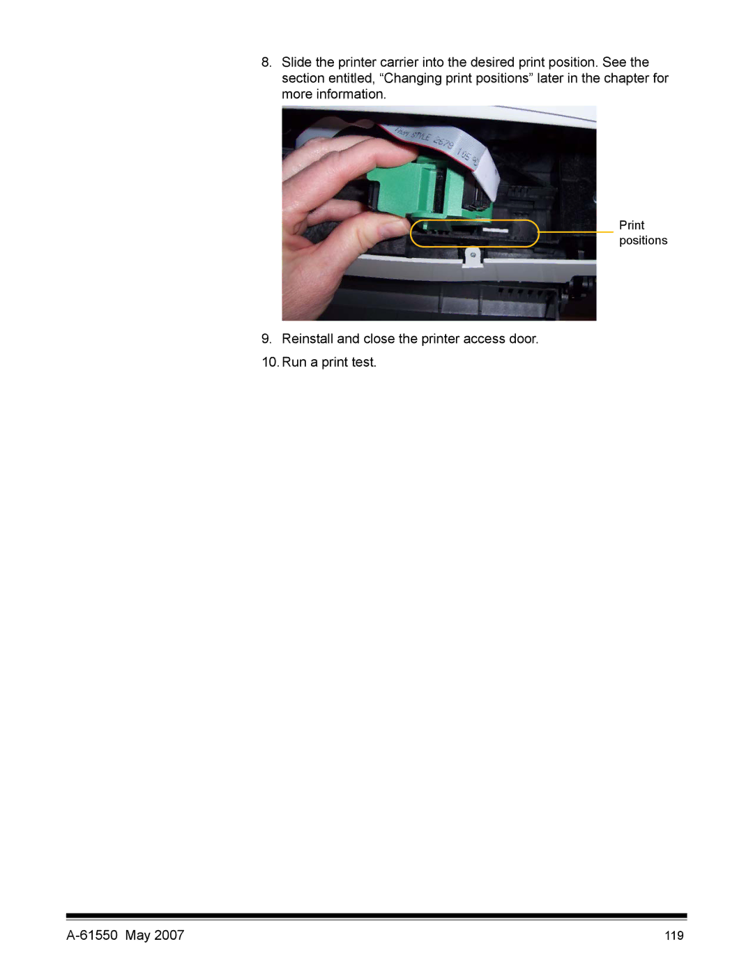 Kodak I1400 manual Print positions 