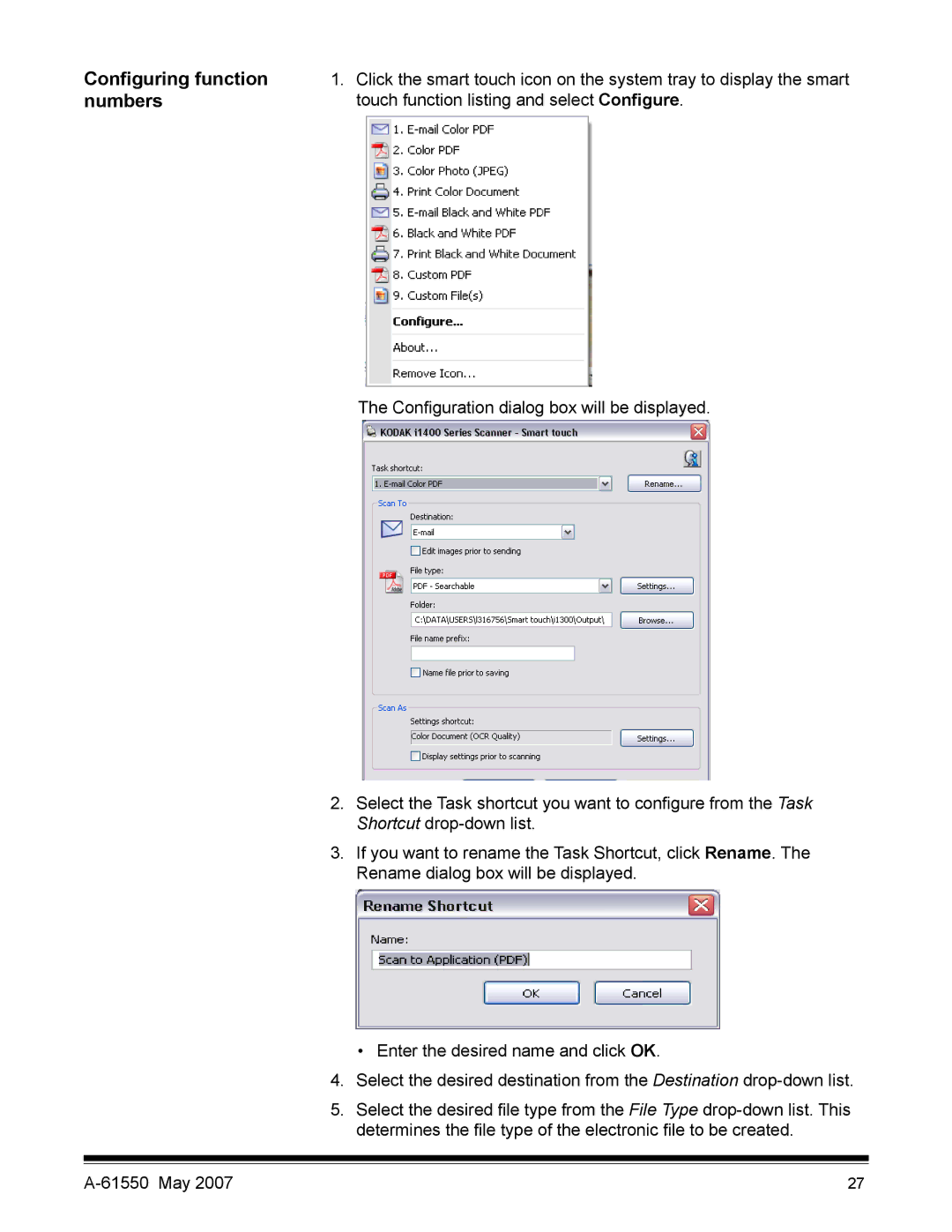 Kodak I1400 manual Configuring function, Numbers 