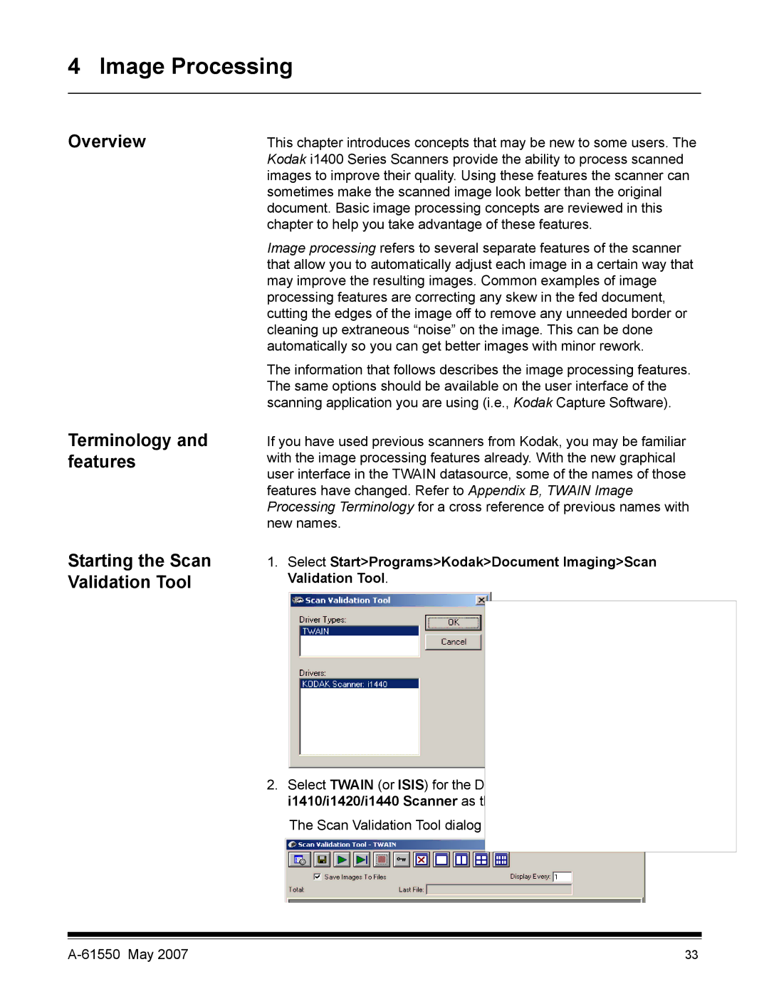 Kodak I1400 manual Image Processing, Overview Terminology and features 