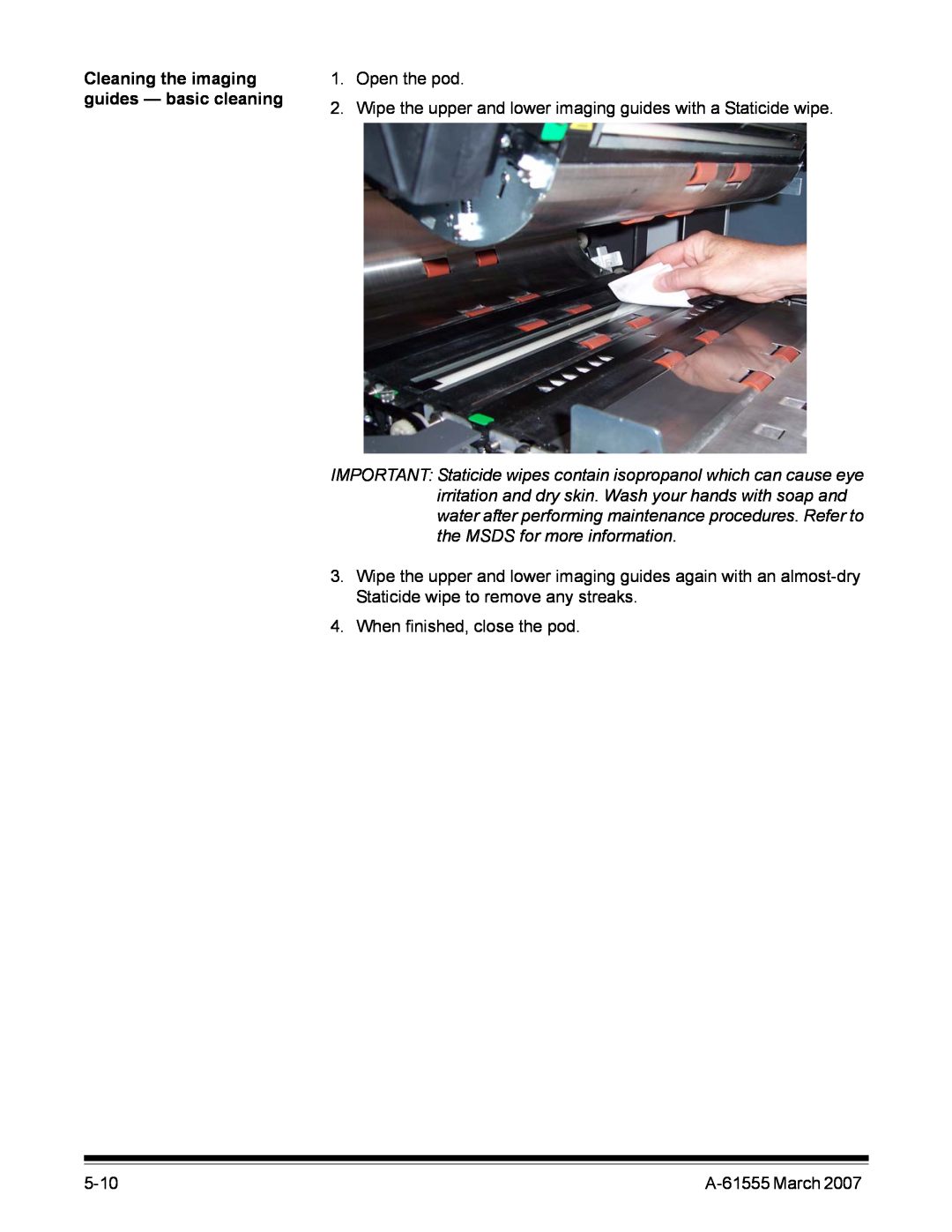 Kodak i1800 Series manual Cleaning the imaging, guides — basic cleaning 