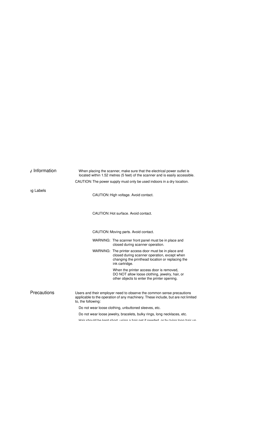 Kodak i260, i250 manual Safety Information, User Precautions 