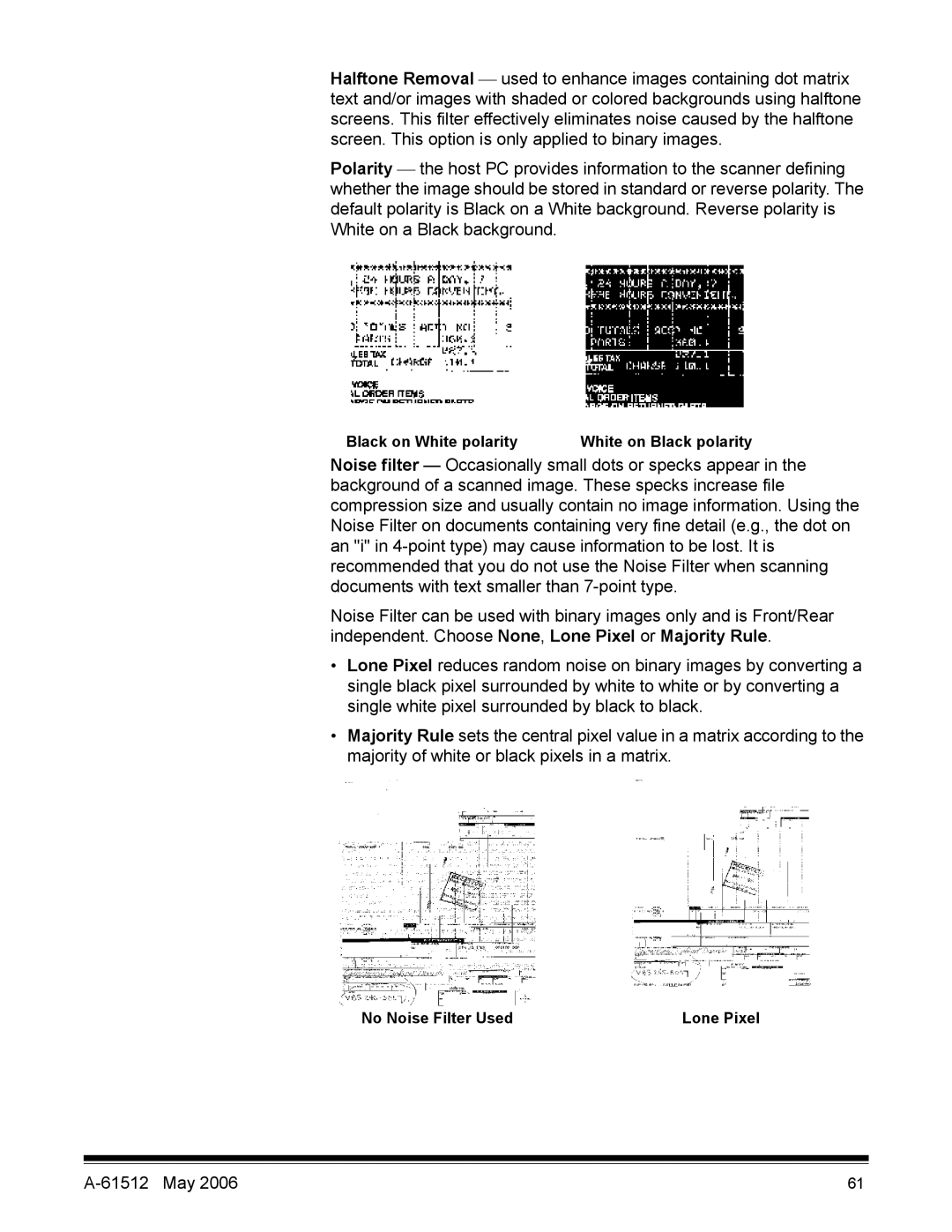 Kodak i30 / i40 manual Black on White polarity White on Black polarity 