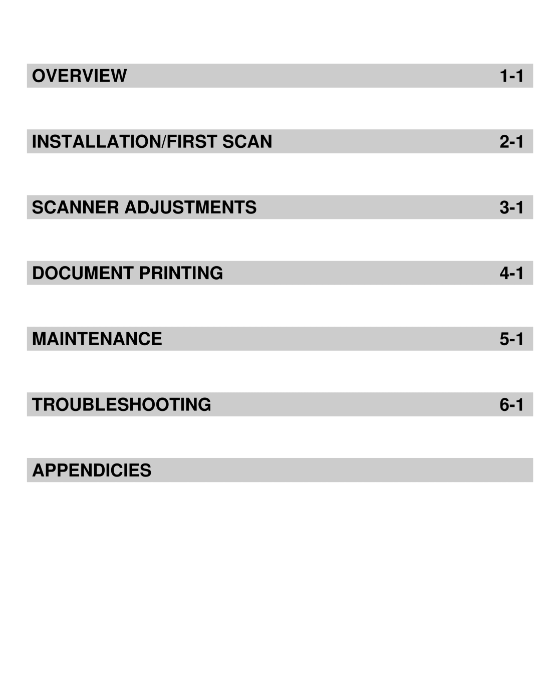 Kodak I3400, I3200 Overview, Installation/First Scan, Scanner Adjustments, Document Printing, Maintenance, Troubleshooting 