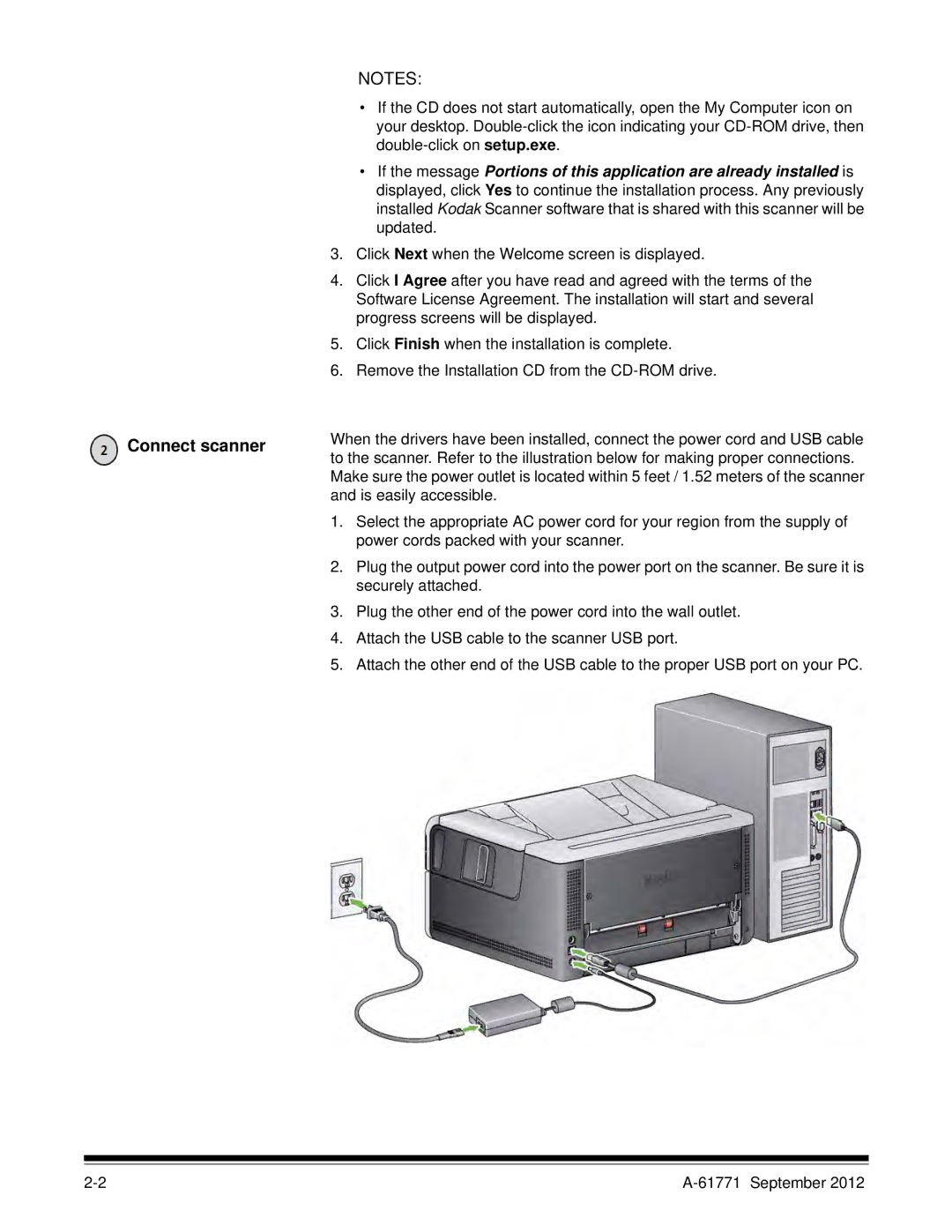 Kodak I3200, I3400 manual Connect scanner 