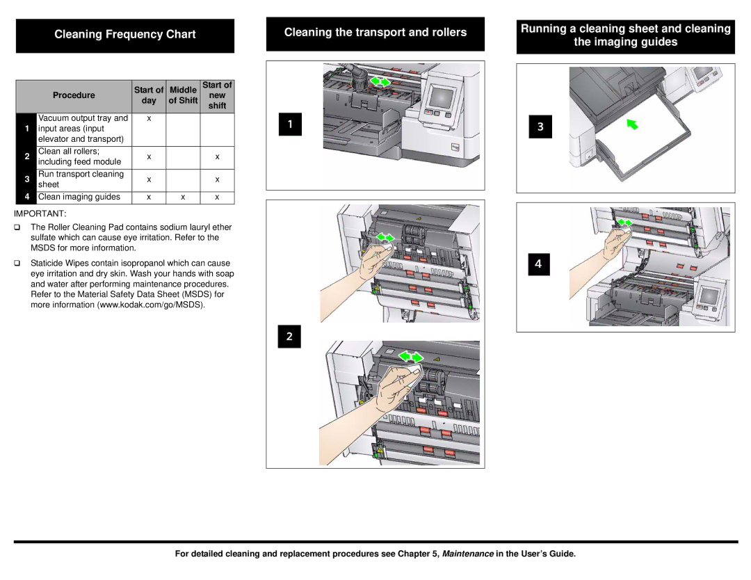 Kodak I5000 manual Procedure, Middle, Day Shift 