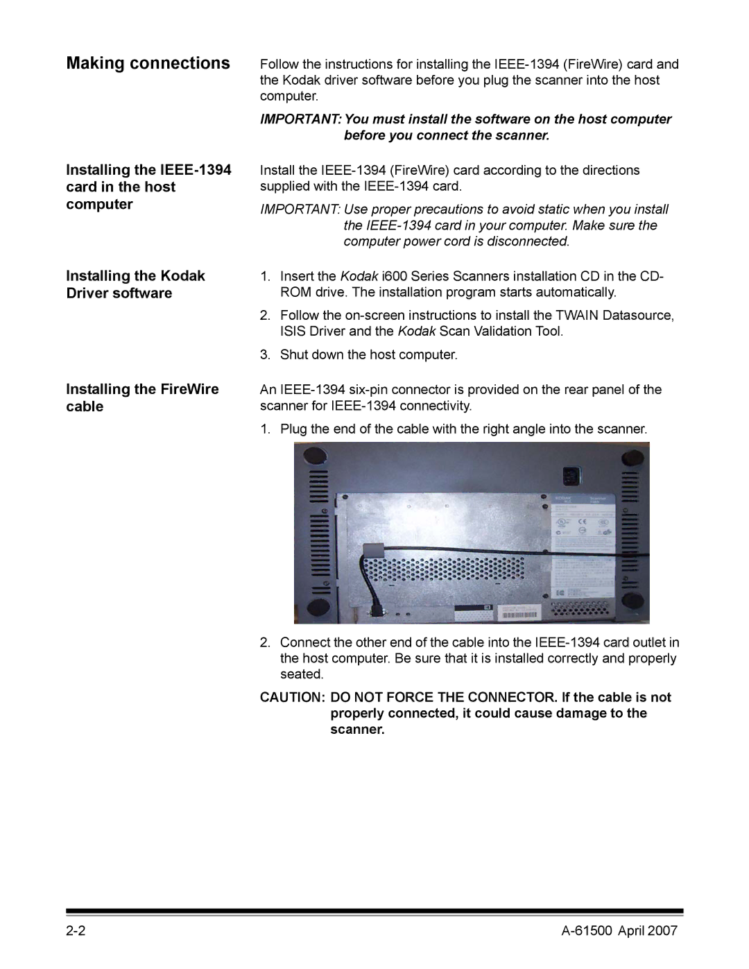 Kodak i600 Series manual Making connections 