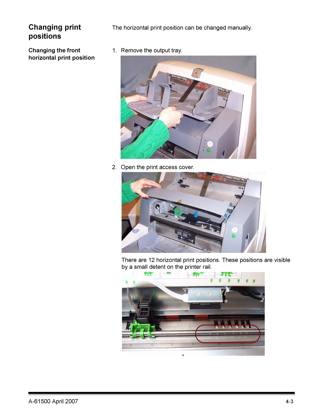 Kodak i600 Series manual Changing print positions 