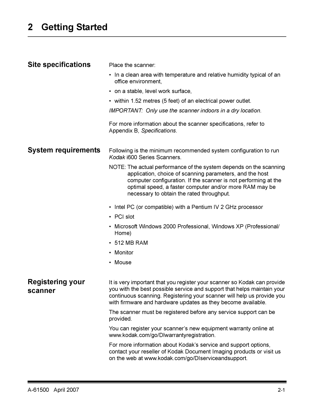 Kodak i600 Series manual Getting Started 