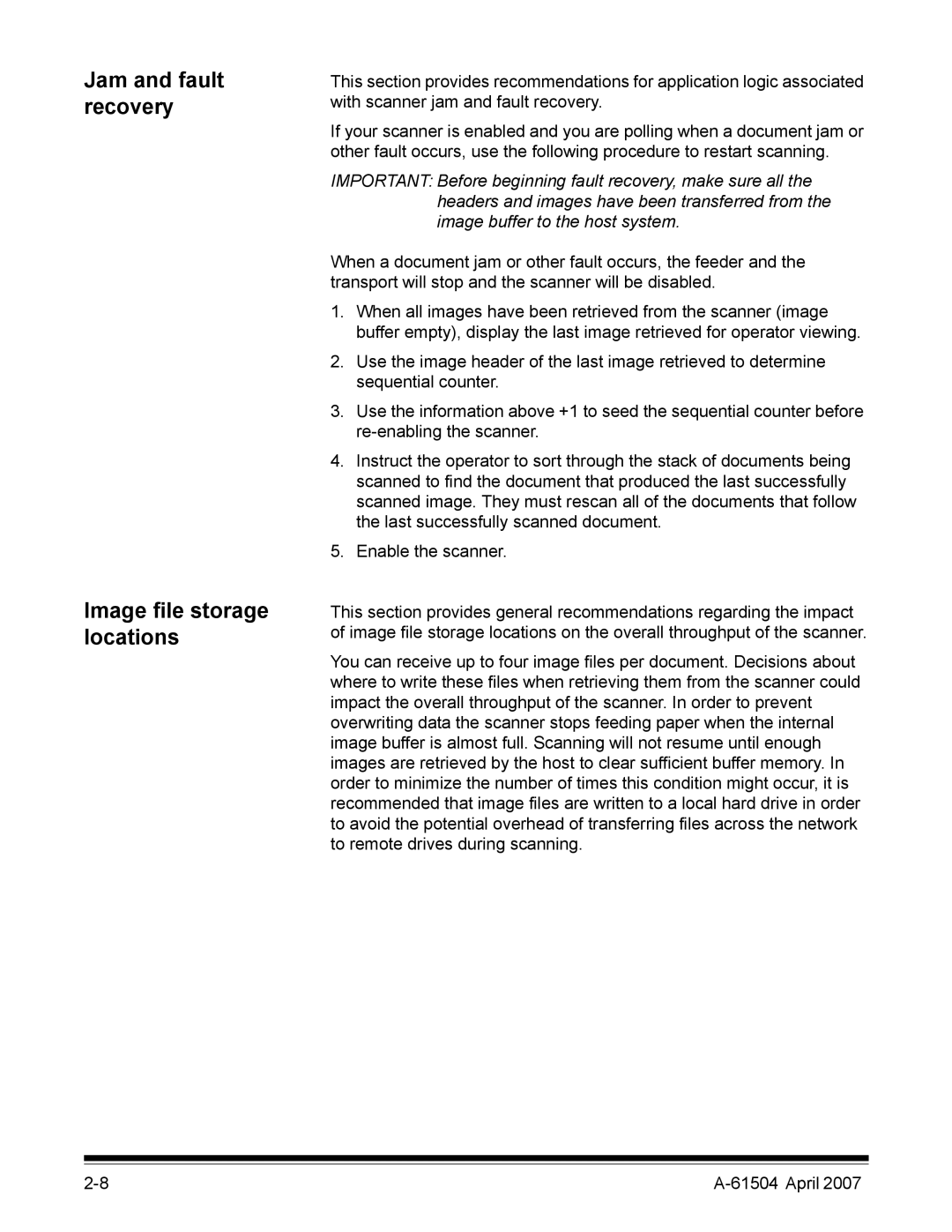 Kodak i600 manual Jam and fault recovery Image file storage locations 