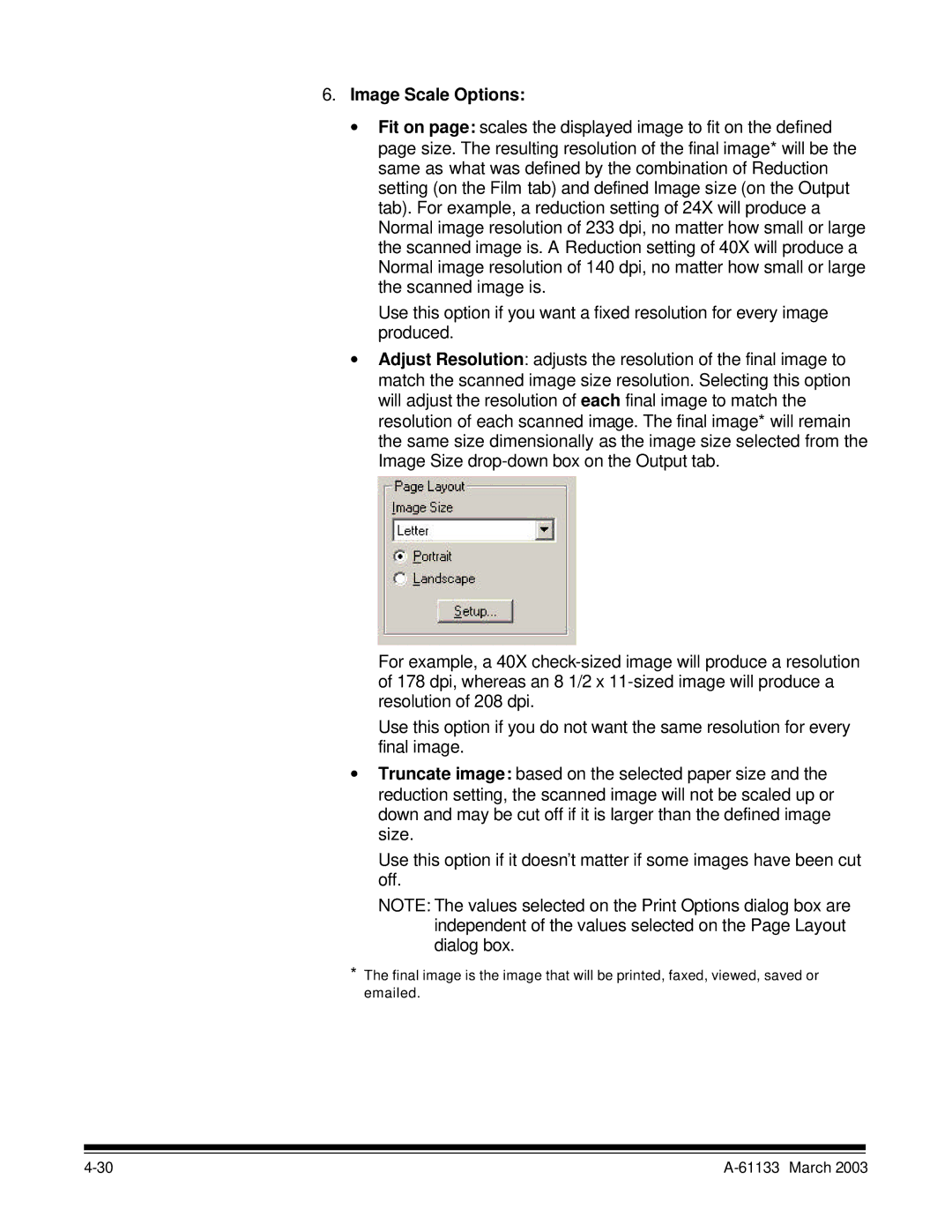 Kodak I7300 manual Image Scale Options 