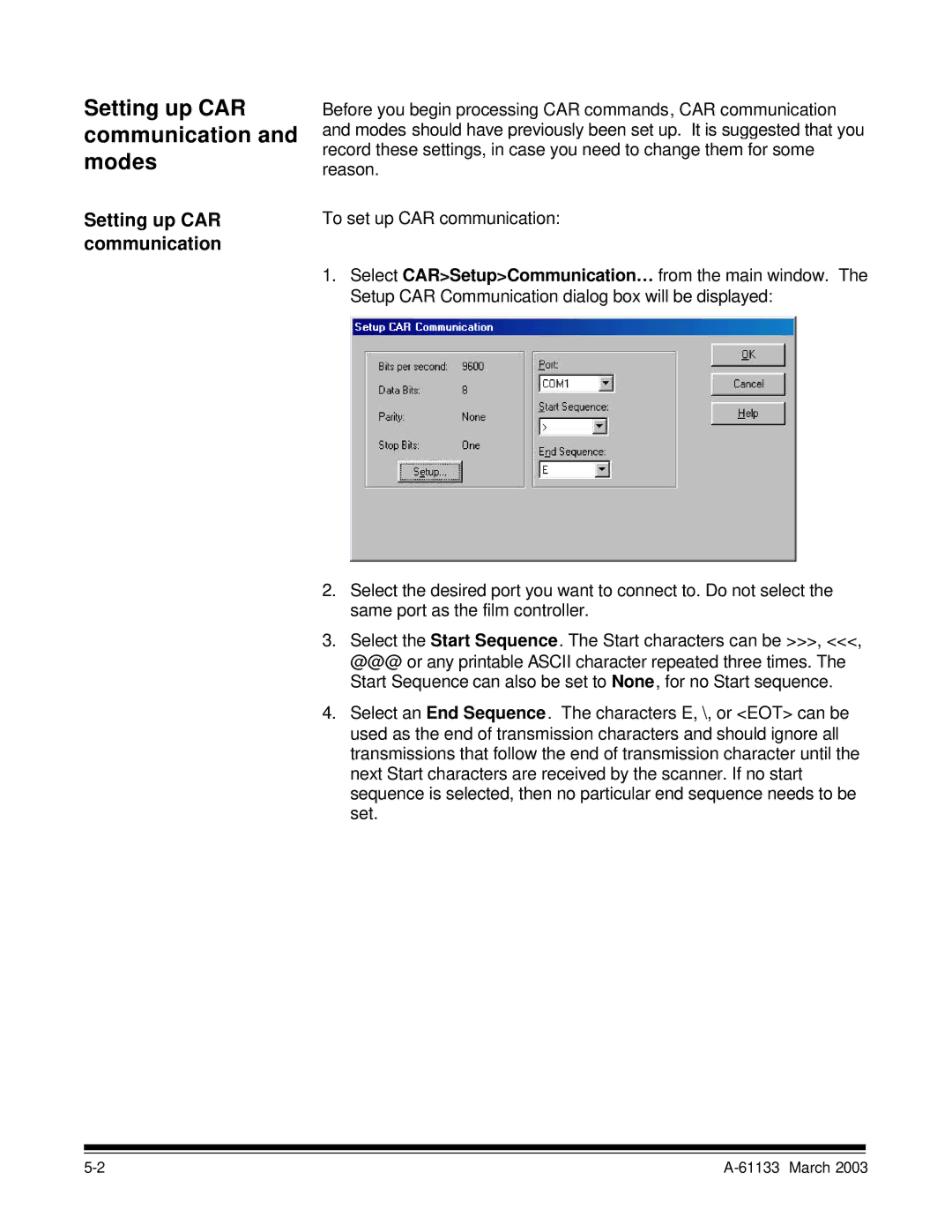 Kodak I7300 manual Setting up CAR communication and modes 