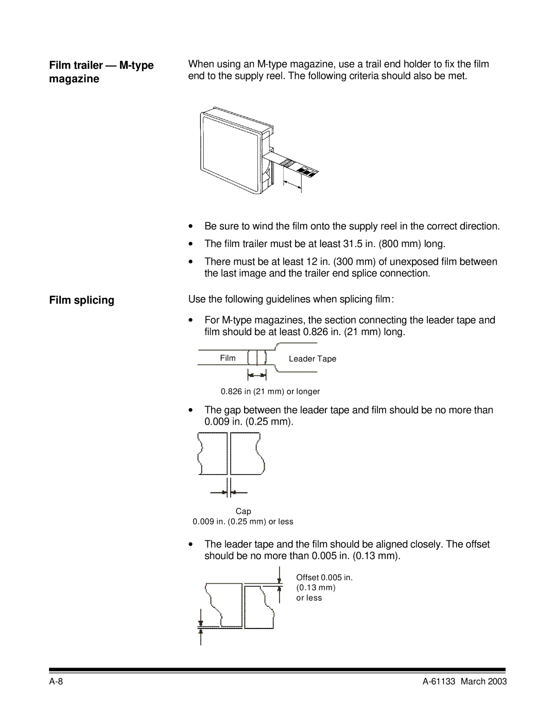 Kodak I7300 manual Film trailer M-type, Magazine, Film splicing 