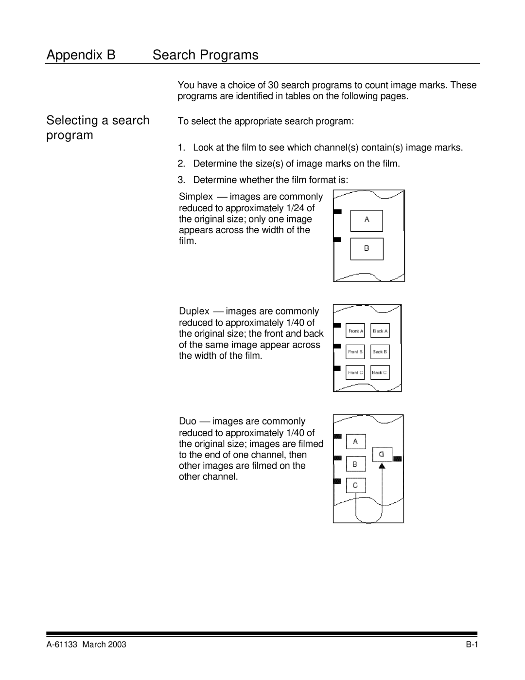 Kodak I7300 manual Appendix B Search Programs, Selecting a search program 