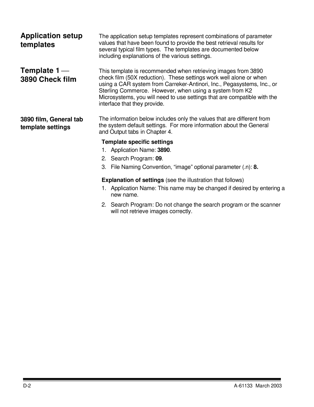 Kodak I7300 manual Application setup templates Template 1 ⎯ Check film, Film, General tab template settings 