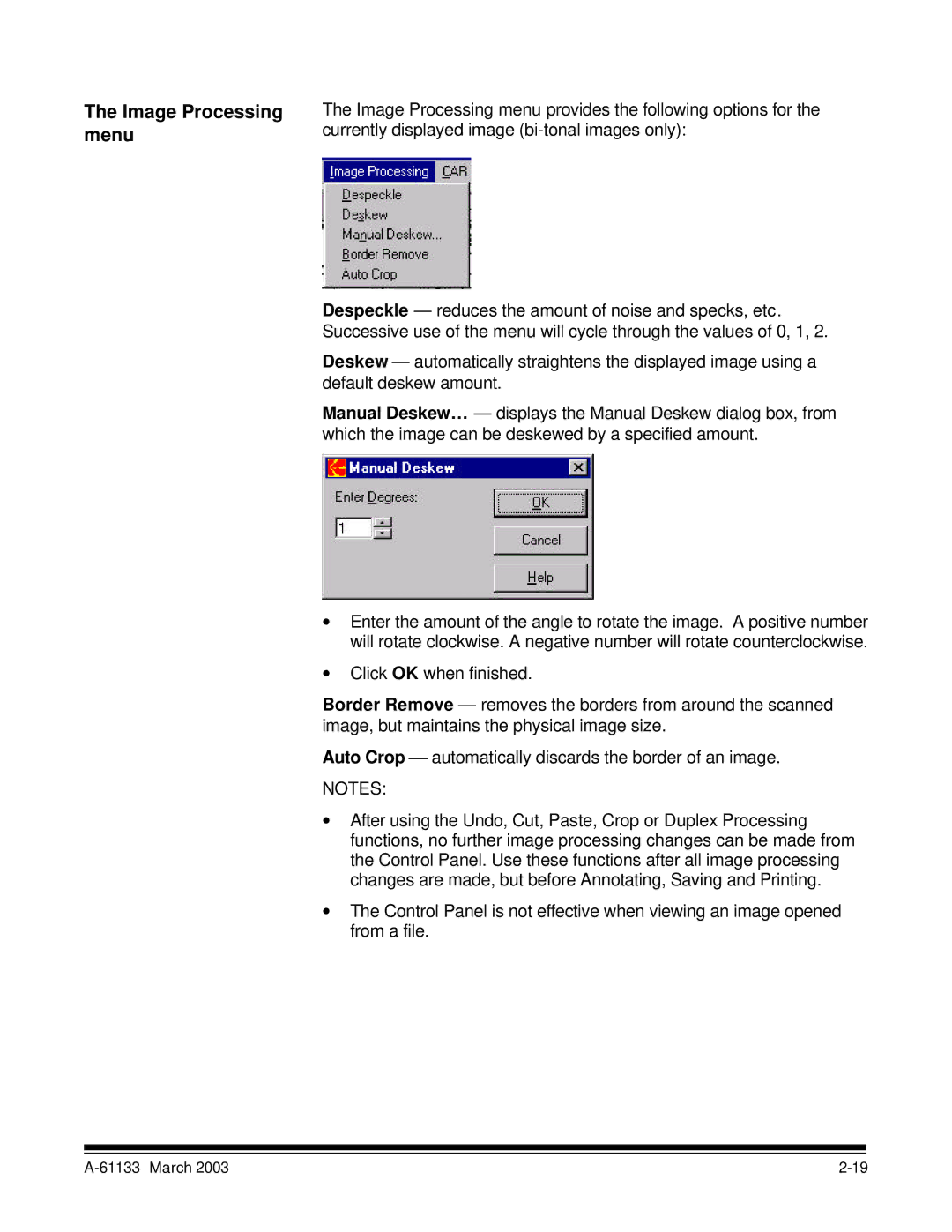 Kodak I7300 manual Image Processing menu 