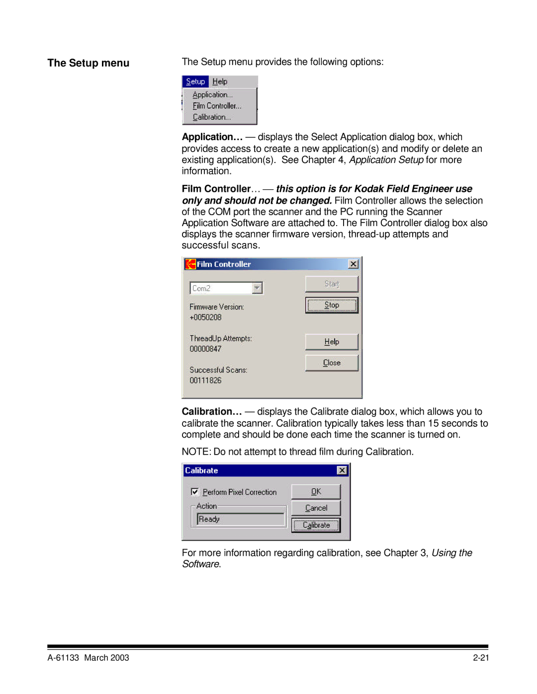 Kodak I7300 manual Setup menu 