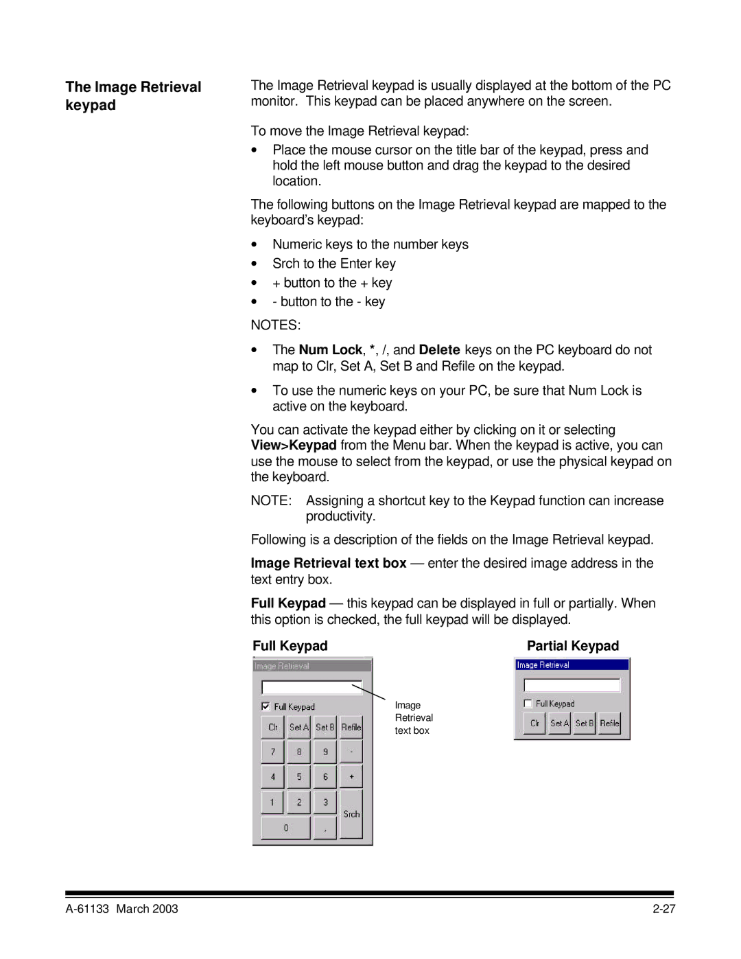 Kodak I7300 manual Image Retrieval keypad, Full Keypad Partial Keypad 