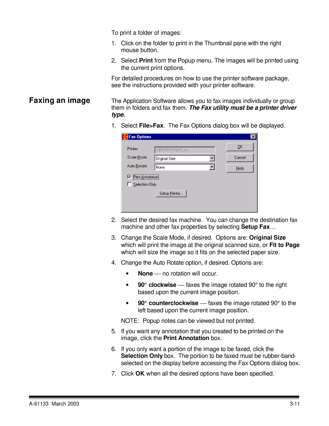 Kodak I7300 manual Faxing an image 