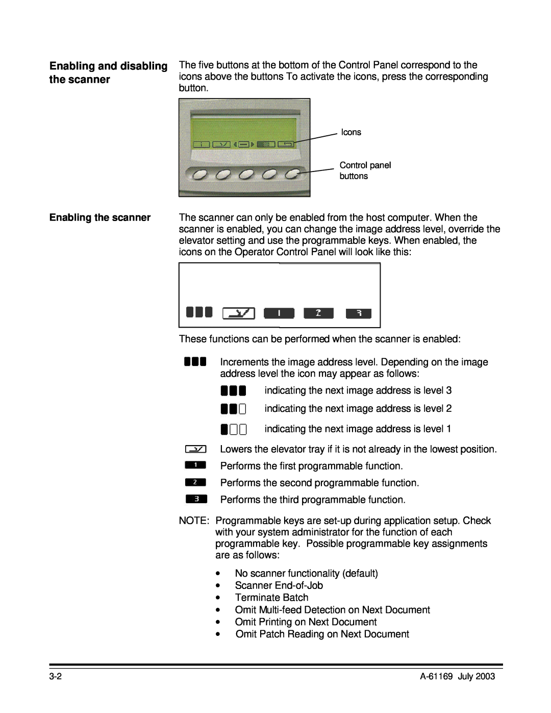 Kodak i800 Series manual Enabling and disabling, the scanner 