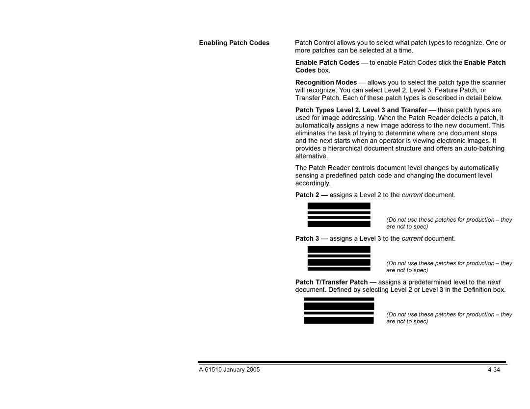 Kodak i800 Series manual Enabling Patch Codes, Codes box 