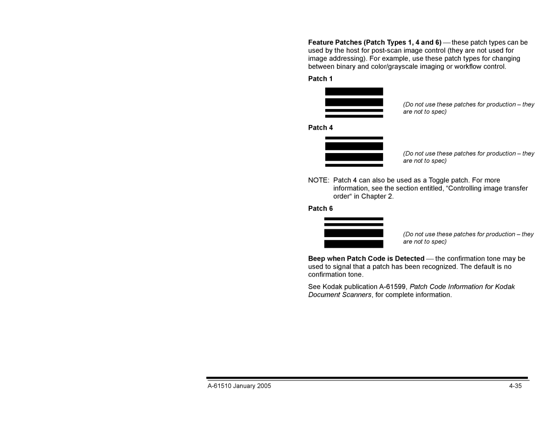 Kodak i800 Series manual Patch 