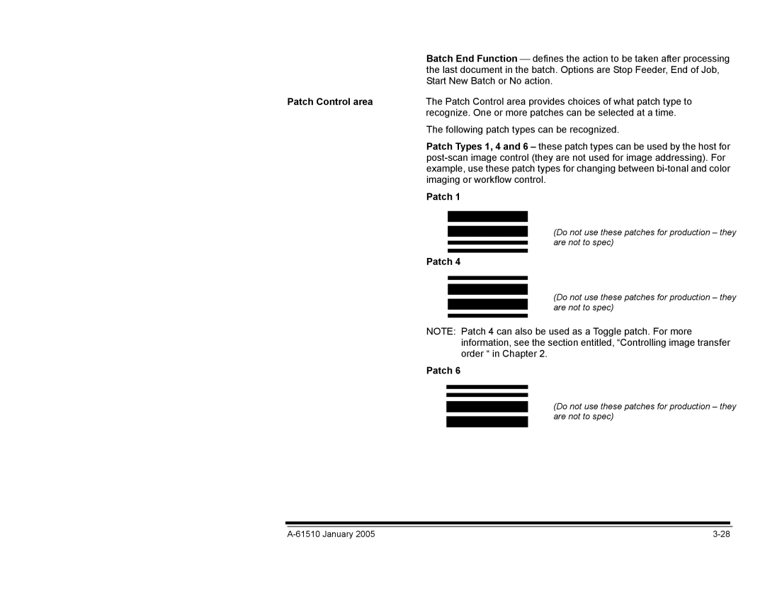 Kodak i800 Series manual Patch Control area 