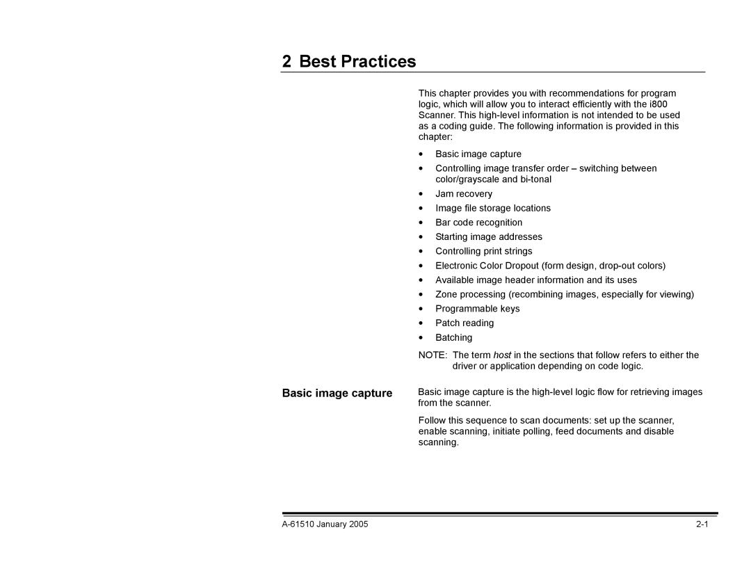 Kodak i800 Series manual Best Practices, Basic image capture 