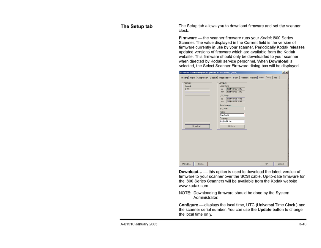 Kodak i800 Series manual Setup tab 