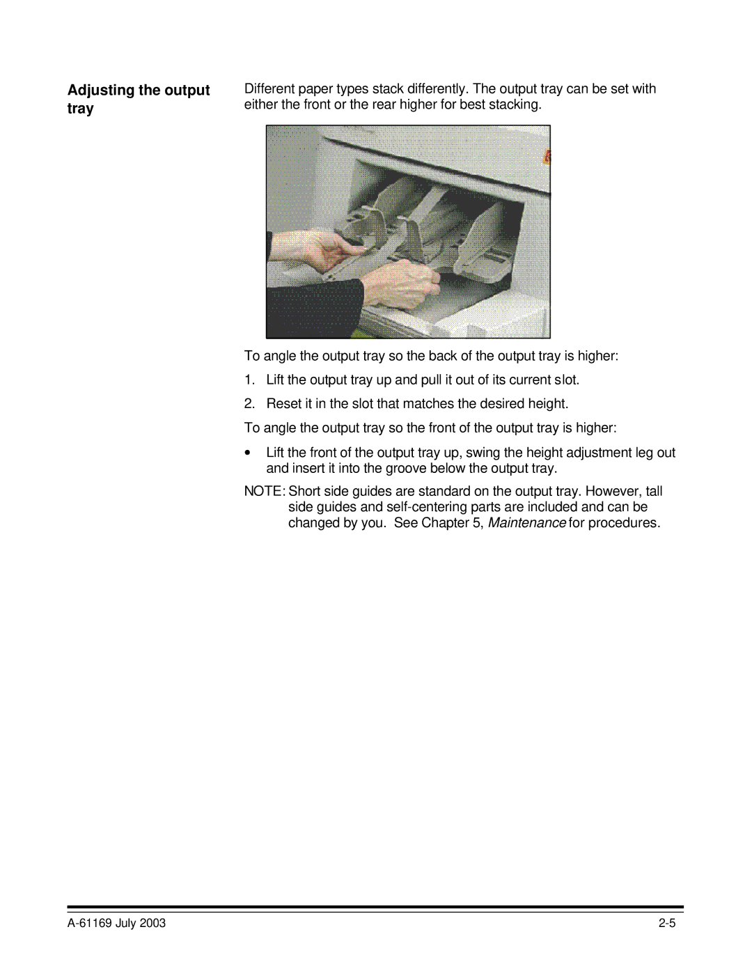 Kodak i800 Series manual Adjusting the output tray 