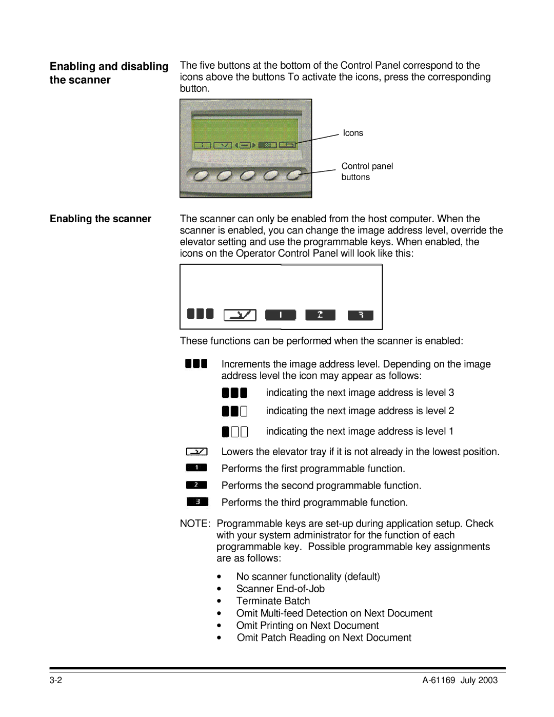 Kodak i800 Series manual Enabling and disabling, Scanner 