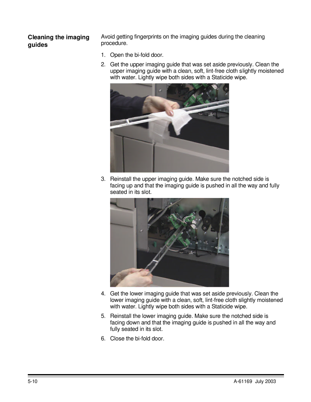 Kodak i800 Series manual Cleaning the imaging guides 