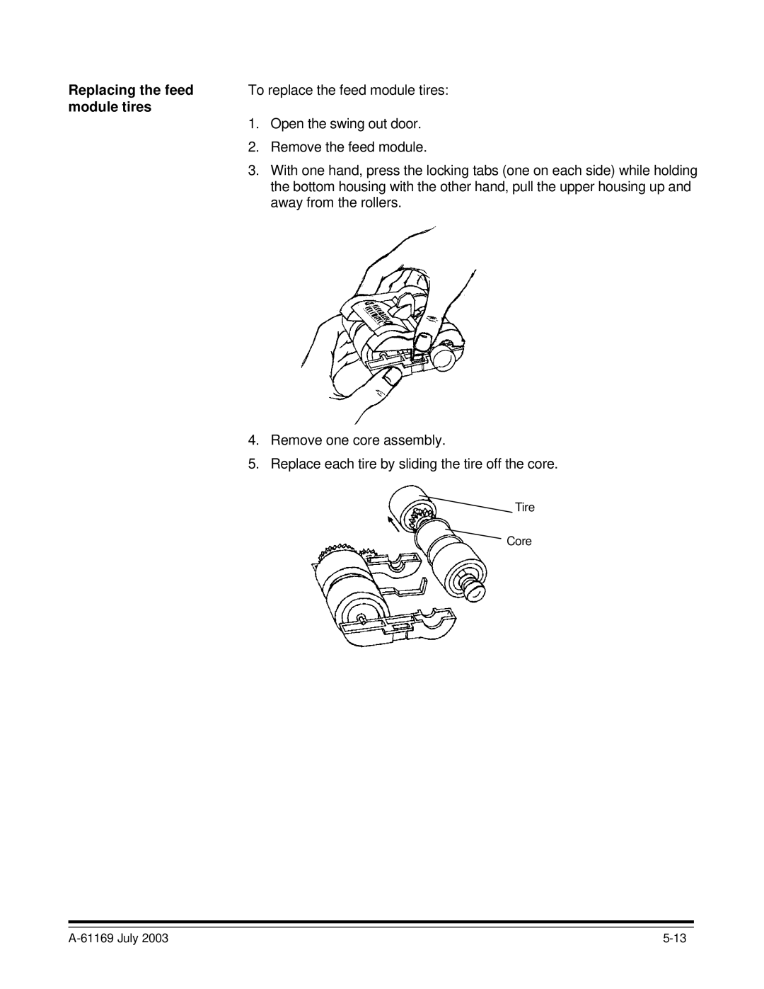 Kodak i800 Series manual Replacing the feed, Module tires 