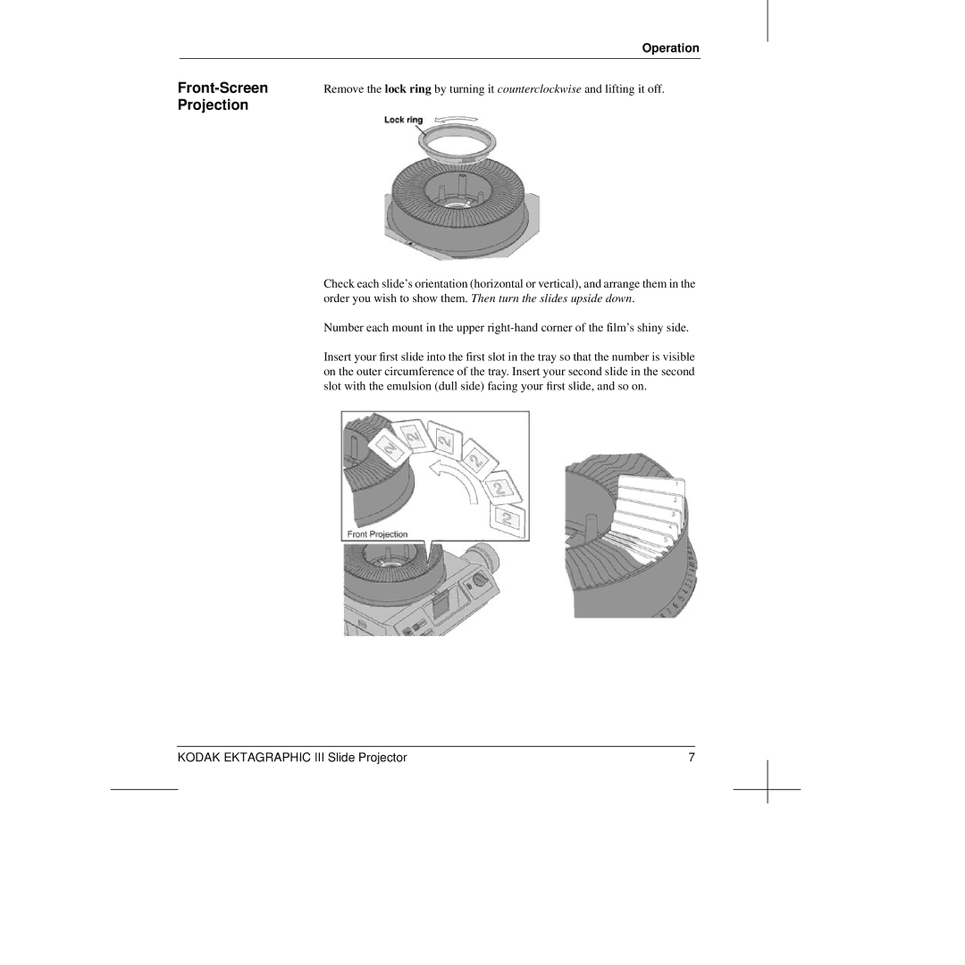 Kodak III manual Front-Screen Projection 