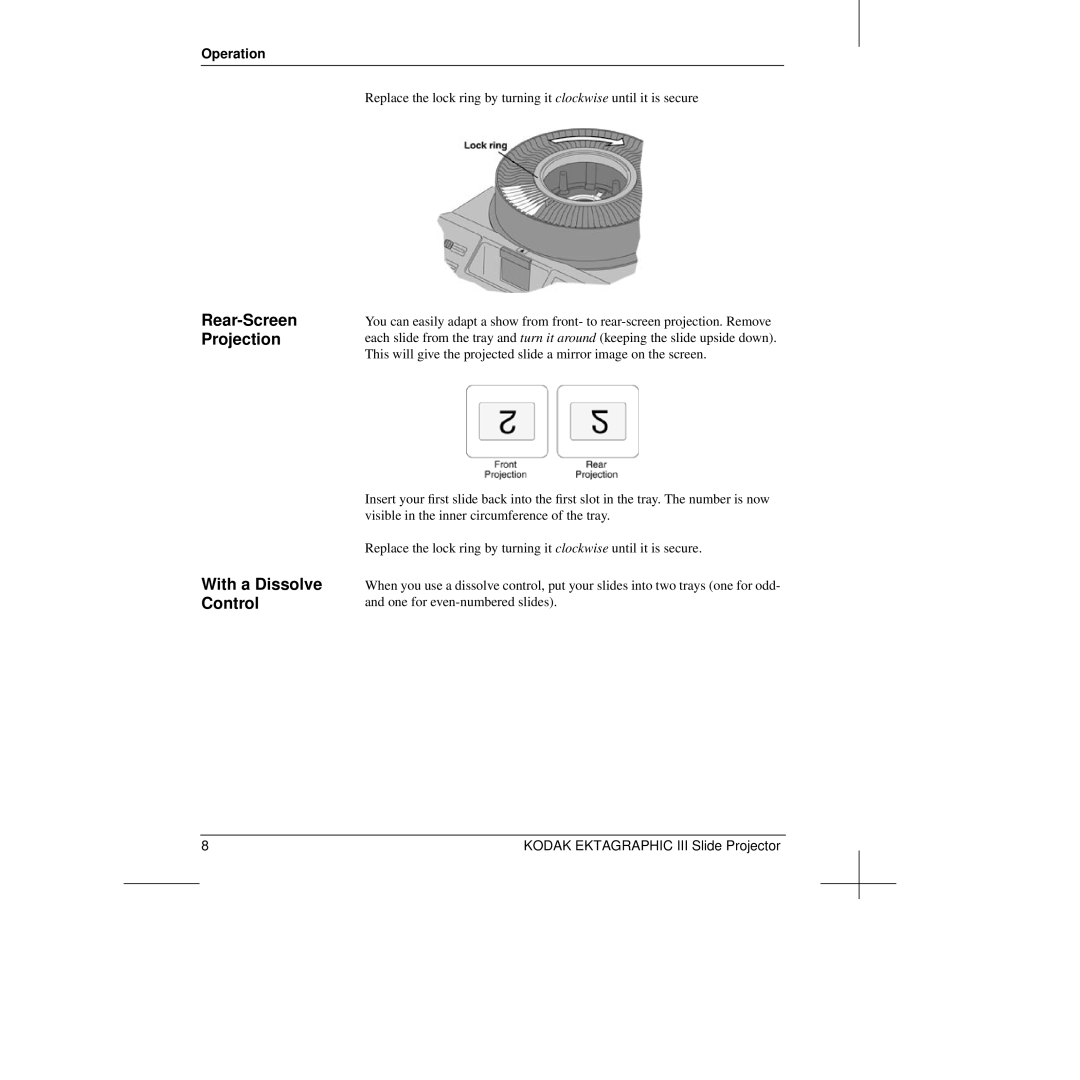 Kodak III manual Rear-Screen Projection With a Dissolve Control 