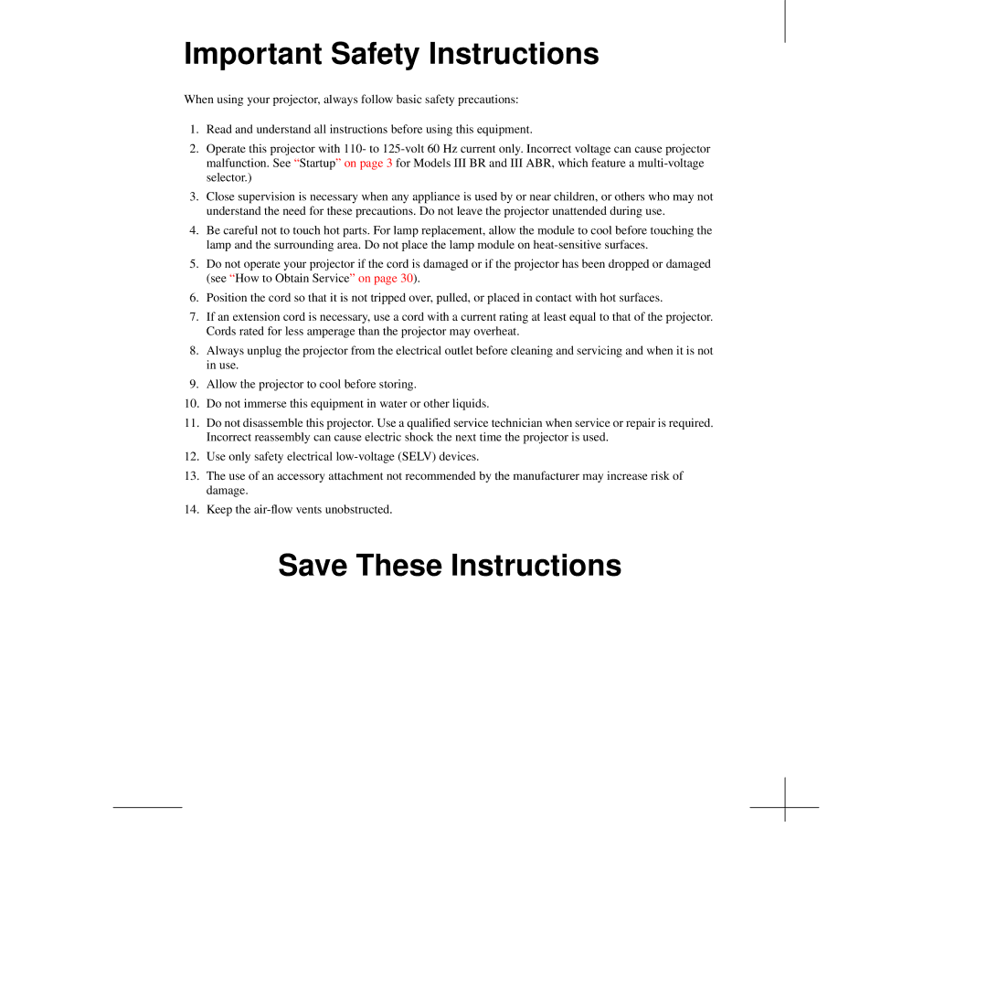 Kodak III manual Important Safety Instructions 