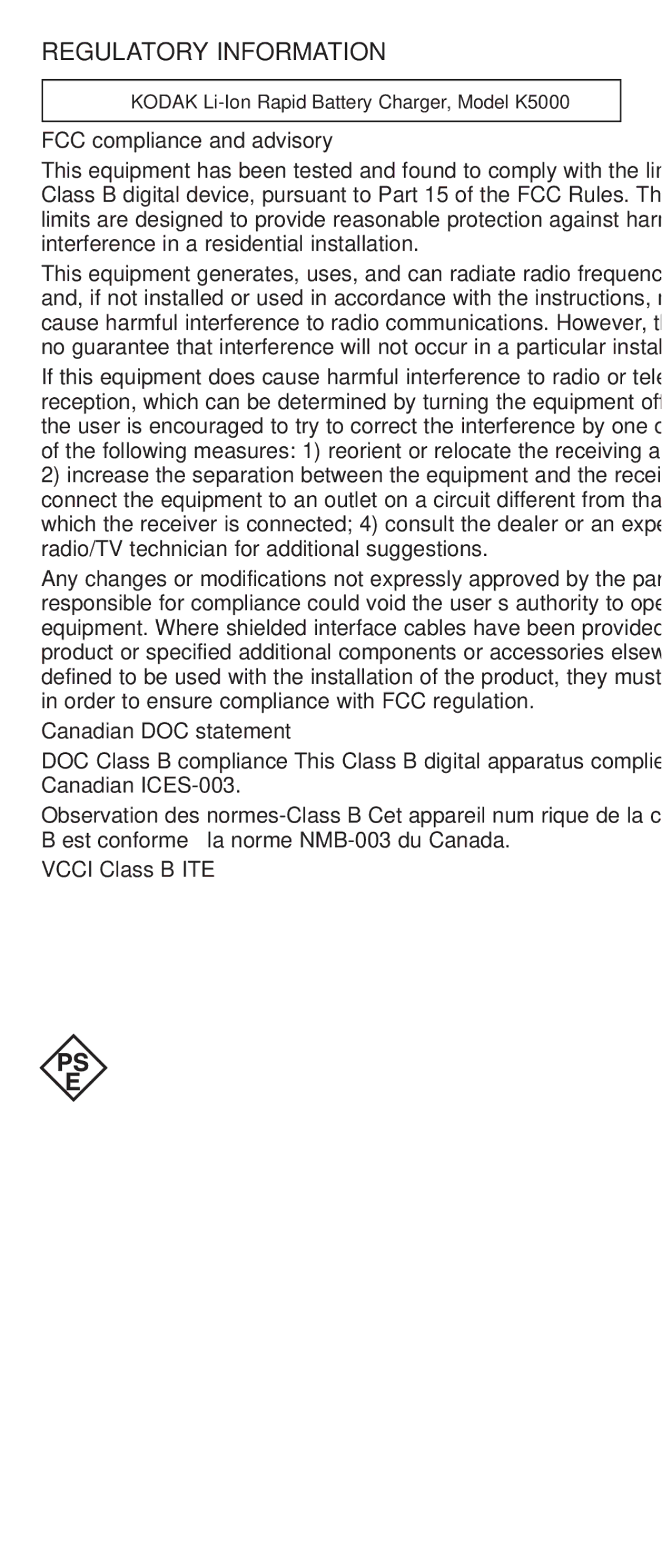 Kodak K5000 manual Regulatory Information 