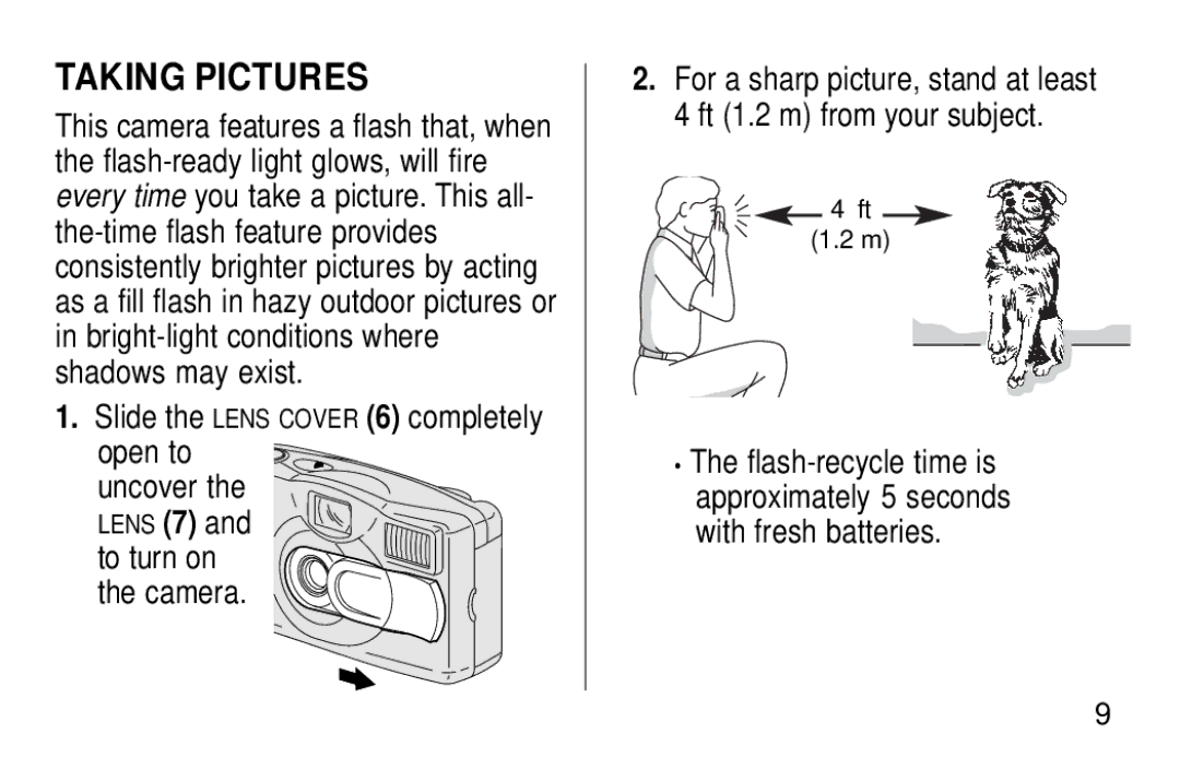 Kodak KB18 manual Taking Pictures, Uncover 