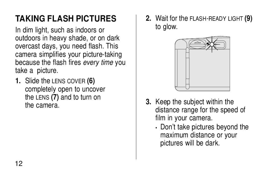 Kodak KB18 manual Taking Flash Pictures, To glow 