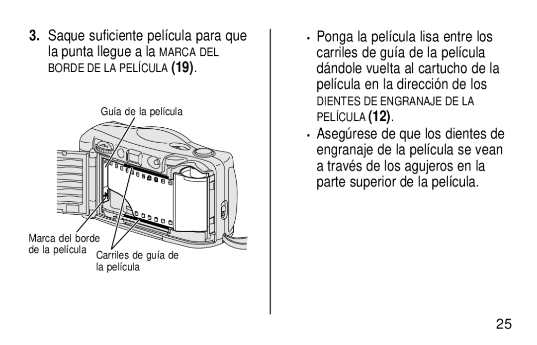 Kodak KB18 manual Borde DE LA PELÍCULA19 