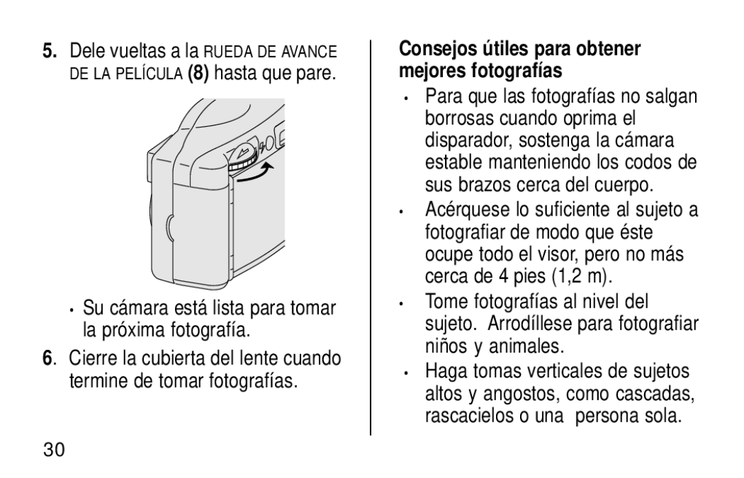 Kodak KB18 manual Consejos útiles para obtener mejores fotografías 