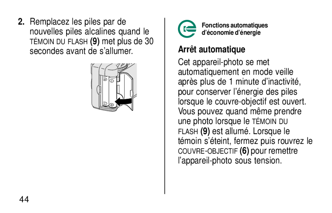 Kodak KB18 manual Arrêt automatique 