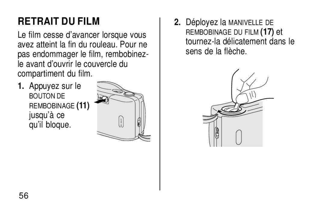 Kodak KB18 manual Retrait DU Film, Jusqu’à ce, Qu’il bloque, Déployez la Manivelle DE 