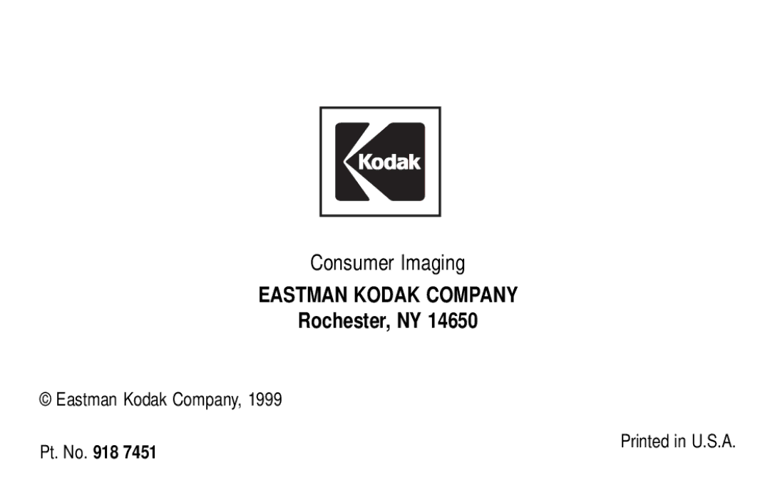 Kodak KB18 manual Consumer Imaging, Rochester, NY 