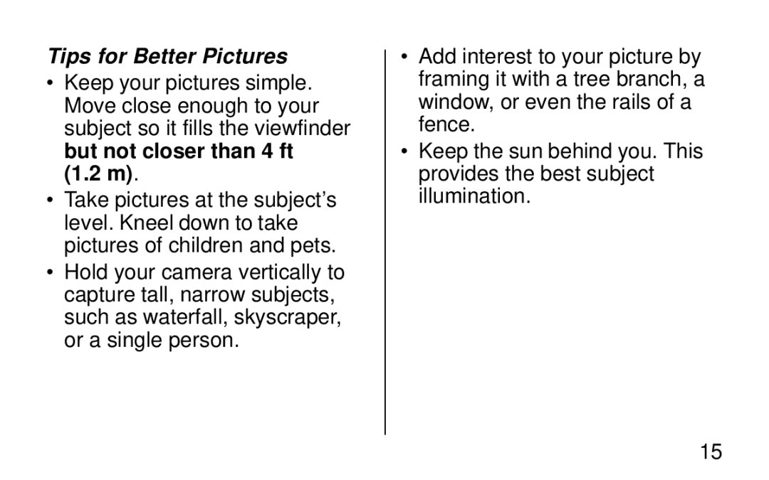 Kodak KB20 manual Tips for Better Pictures 