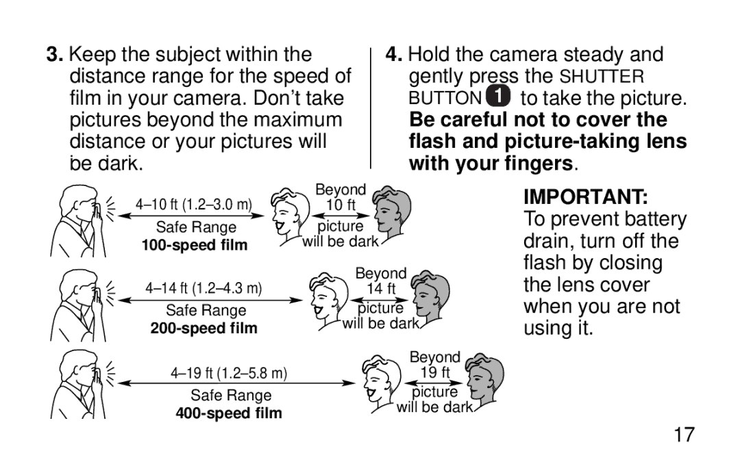 Kodak KB20 manual Be careful not to cover, With your fingers 