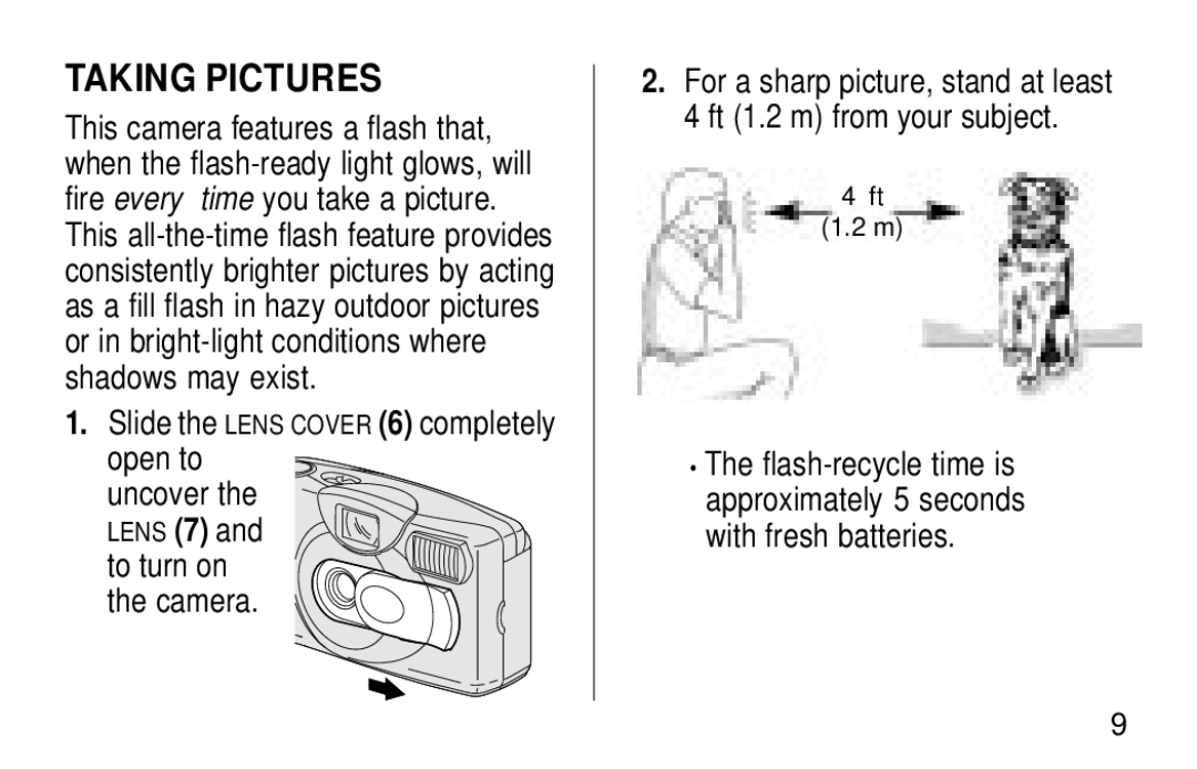 Kodak KB28 manual Taking Pictures, Uncover 