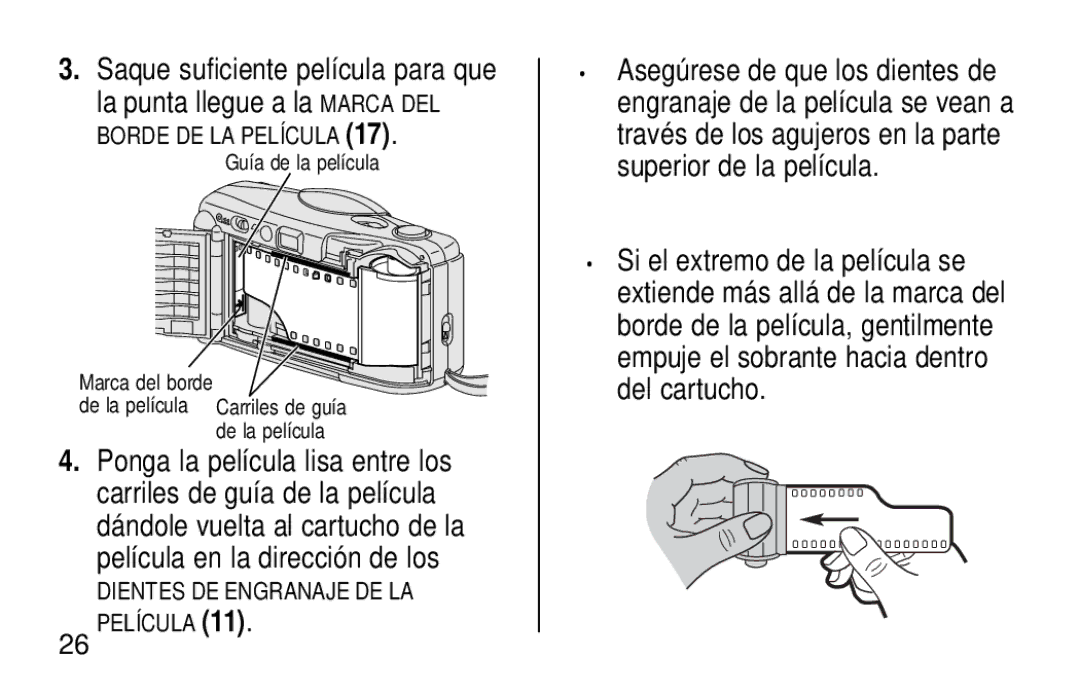 Kodak KB28 manual Saque suficiente película para que 