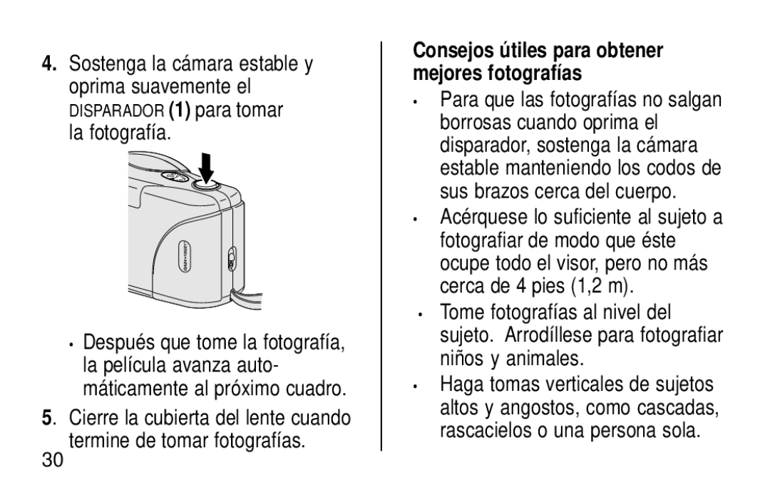 Kodak KB28 manual Consejos útiles para obtener mejores fotografías 