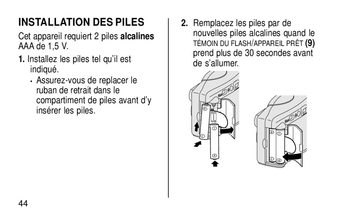 Kodak KB28 manual Installation DES Piles 