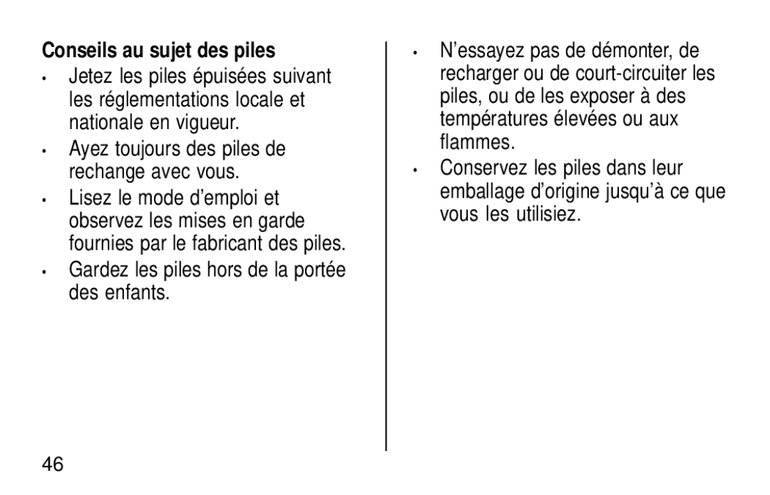 Kodak KB28 manual Conseils au sujet des piles, Gardez les piles hors de la portée des enfants 